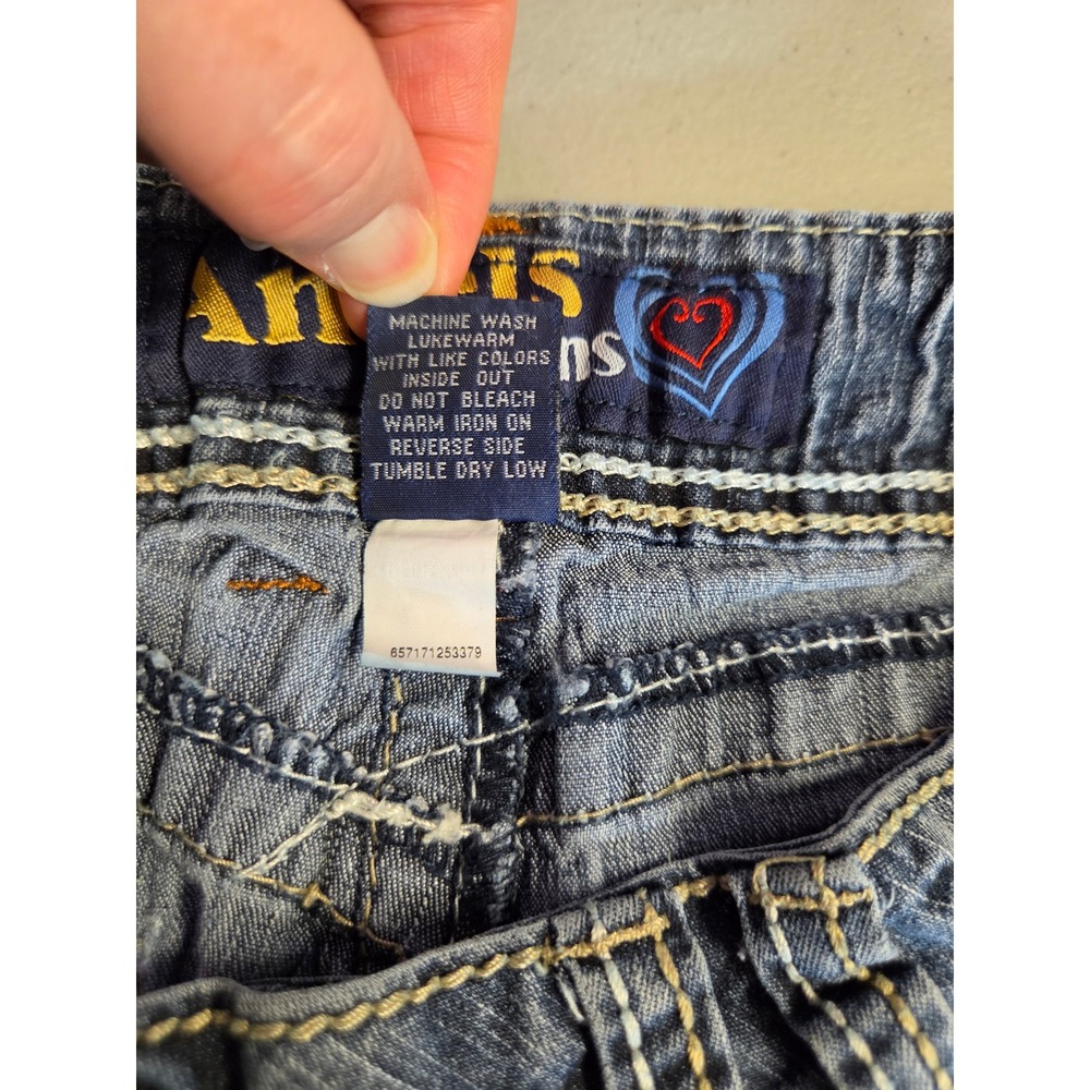 Angels Jeans Womens Size 5 Short Blue Bootcut Low Rise Y2K Contrast Stitch Denim - Picture 6 of 9